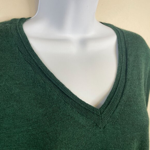 Banana Republic Preppy Indie Academia Sweater Medium Forest Merino Wool Layering - Picture 5 of 9